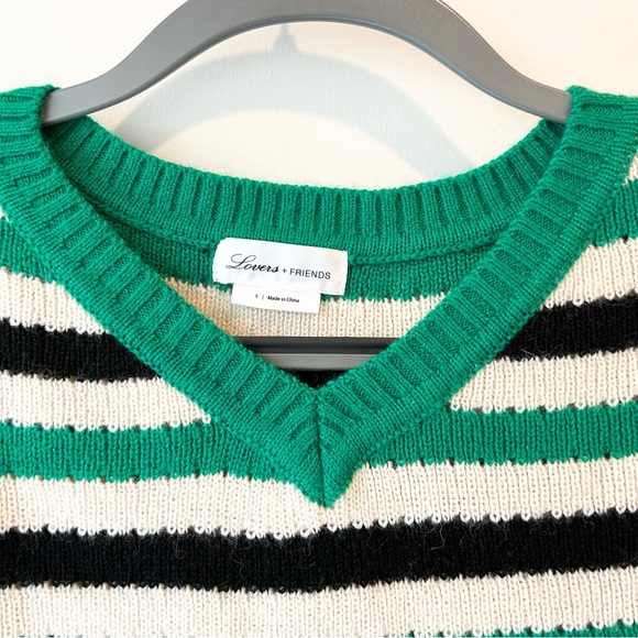 Lovers + Friends Rock N Roll Sweater Green Stripe Size Small - Picture 3 of 12